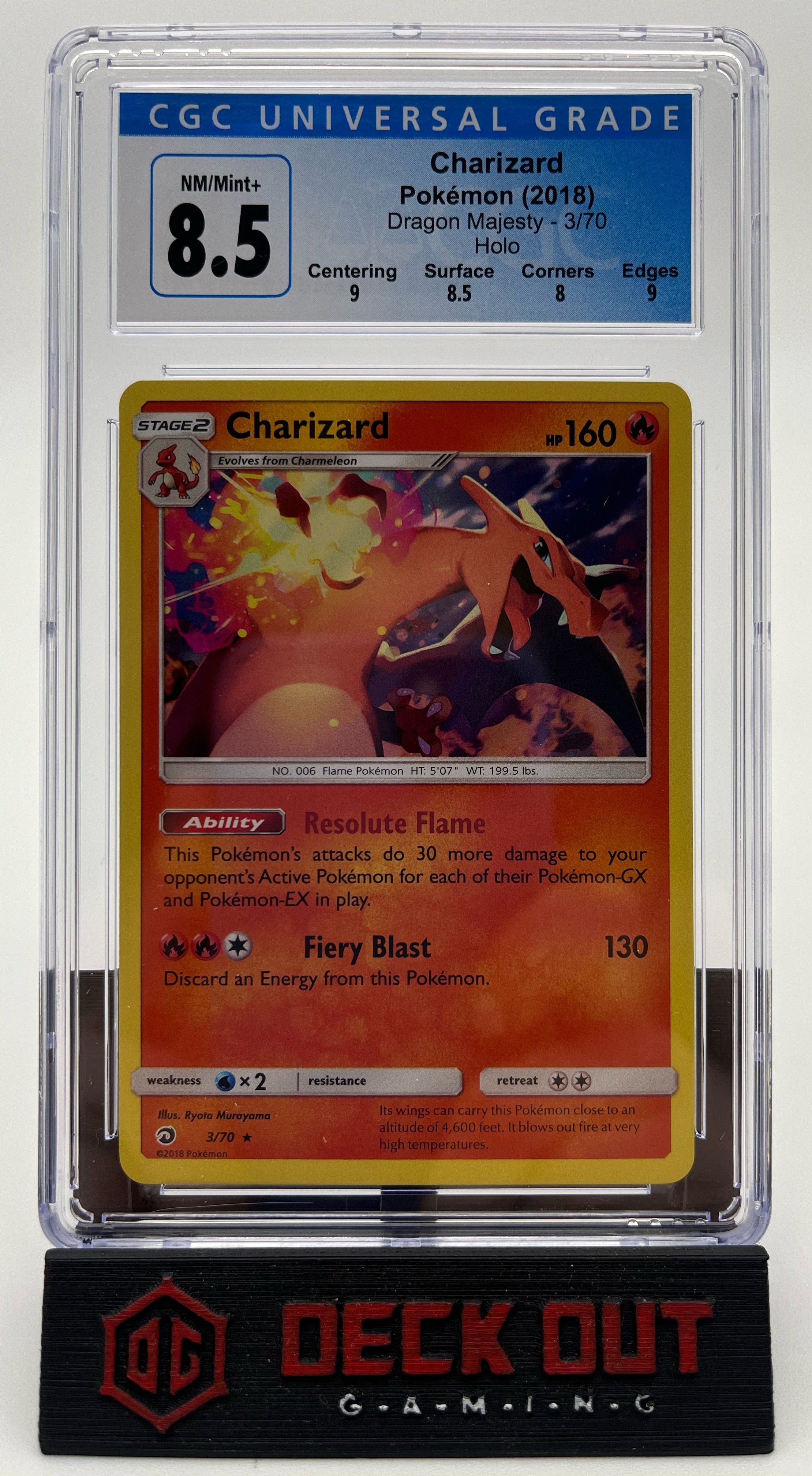 Charizard - Dragon Majesty - 3/70 - CGC 8.5 (9.0/8.5/8.0/9.0) - Deck Out Gaming