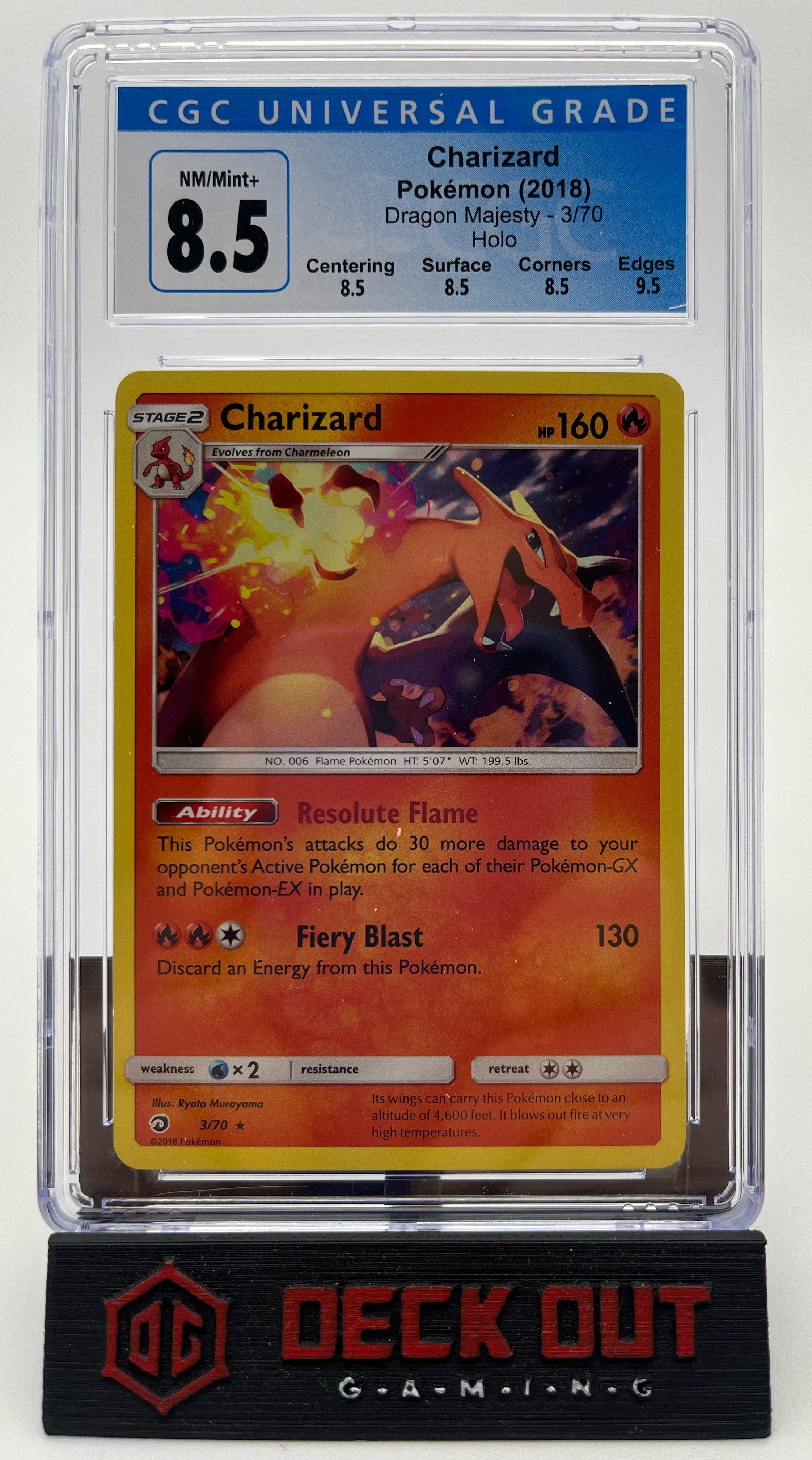 Charizard - Dragon Majesty - 3/70 - CGC 8.5 (8.5/8.5/8.5/9.5) - Deck Out Gaming