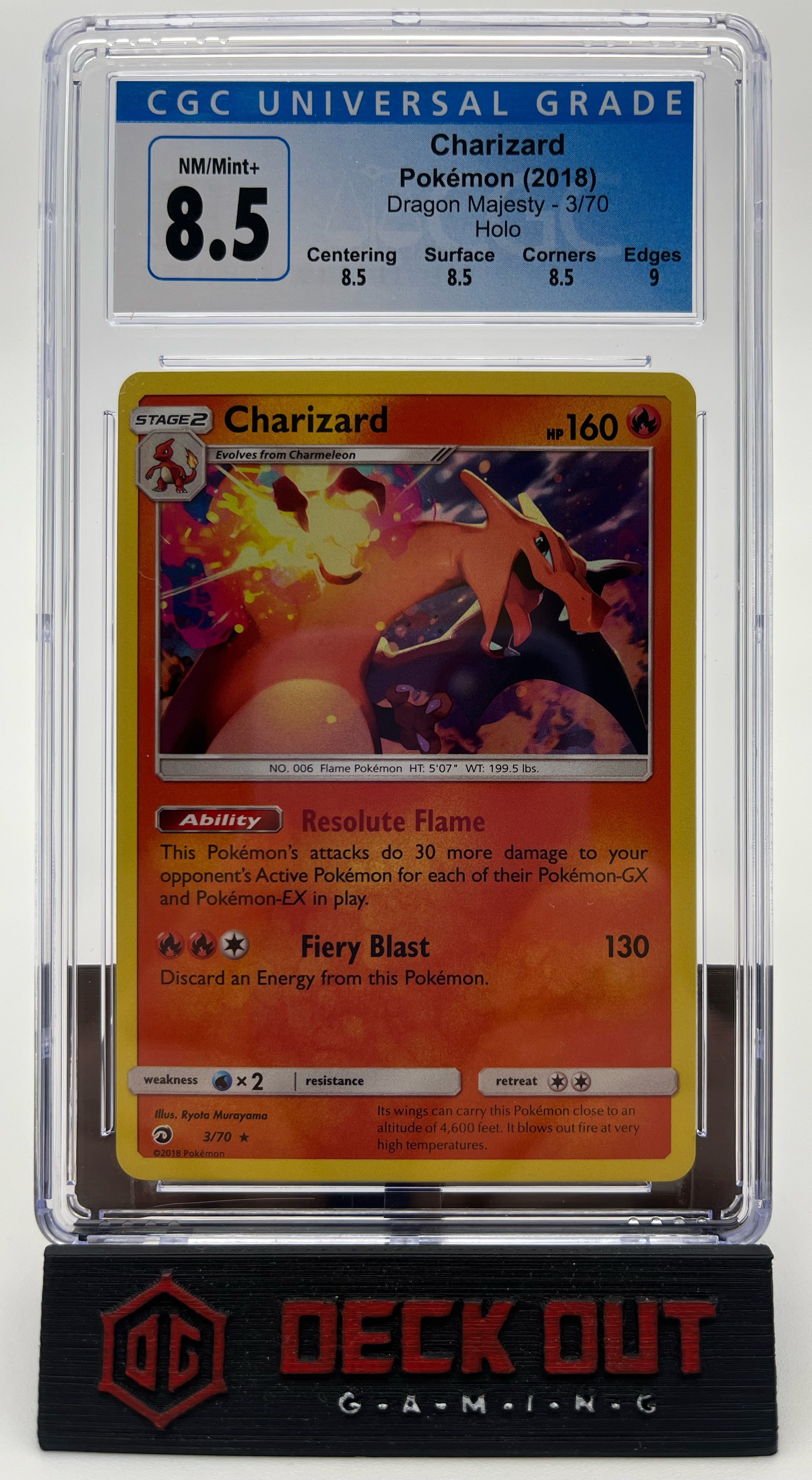 Charizard - Dragon Majesty - 3/70 - CGC 8.5 (8.5/8.5/8.5/9.0) - Deck Out Gaming