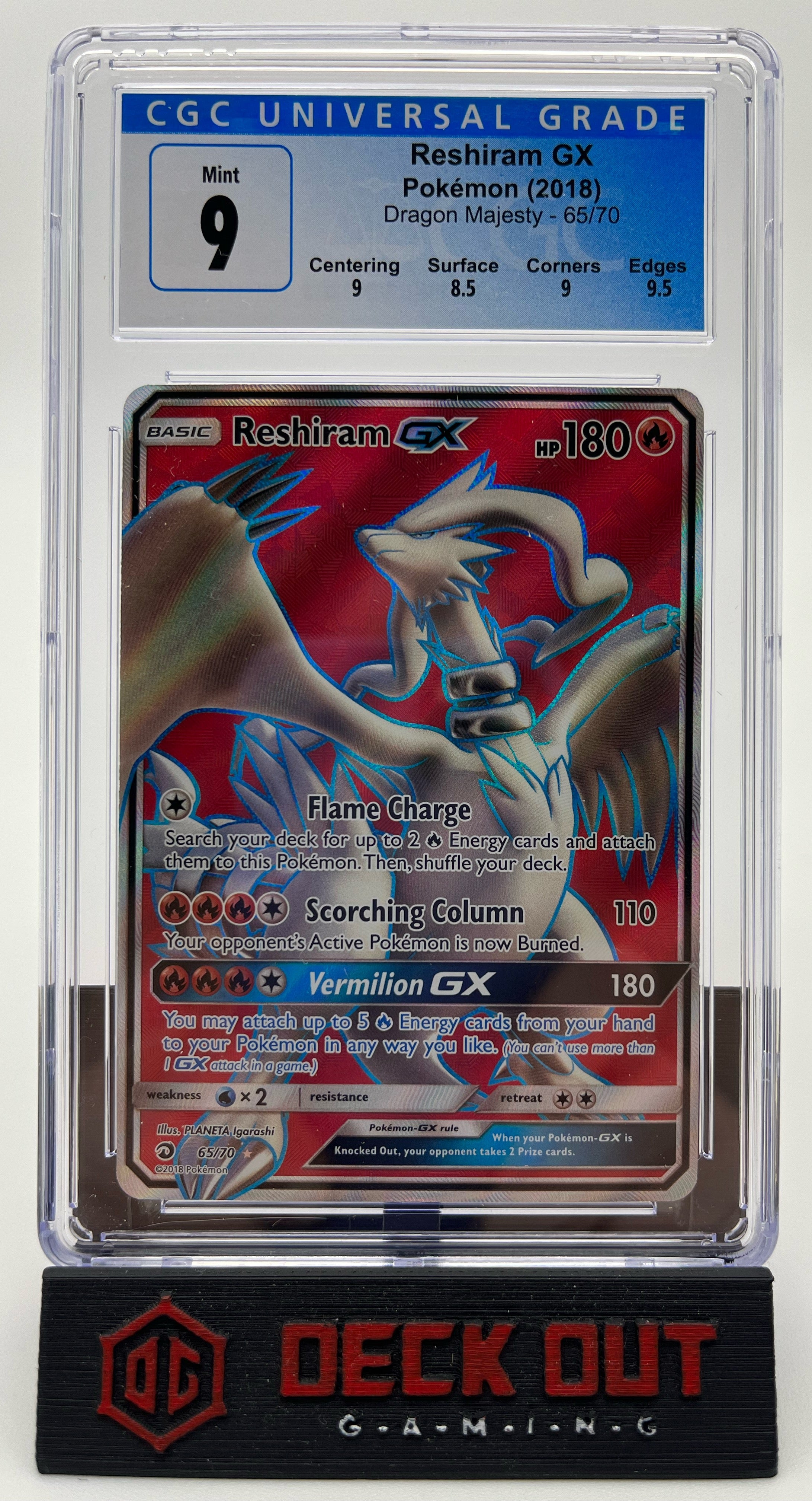 Reshiram GX - Dragon Majesty - 65/70 - CGC 9.0 (9.0/8.5/9.0/9.5) - Deck Out Gaming