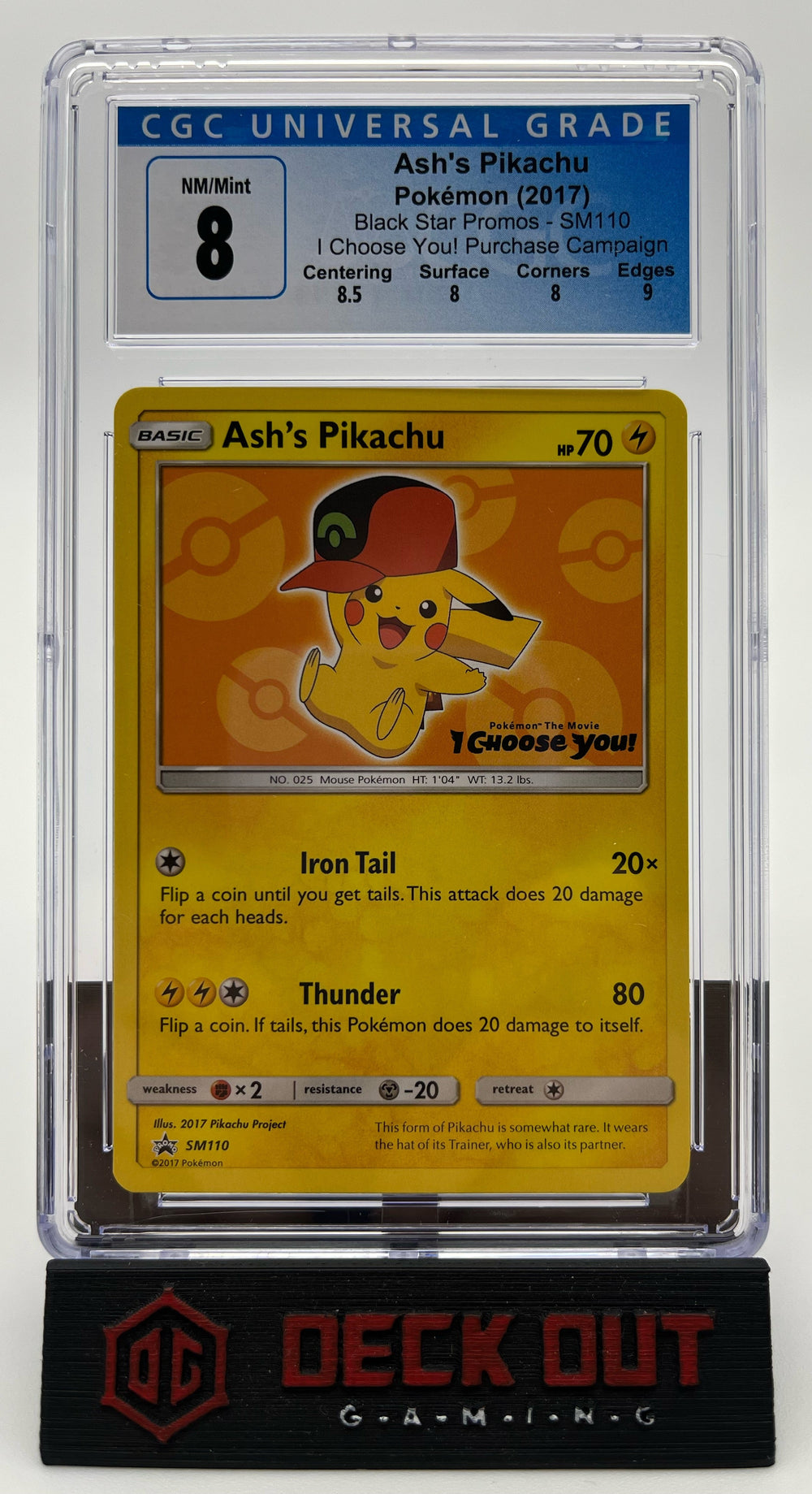 Ash's Pikachu - SM Promos - SM110 - CGC 8.0 (8.5/8.0/8.0/9.0) - Deck Out Gaming