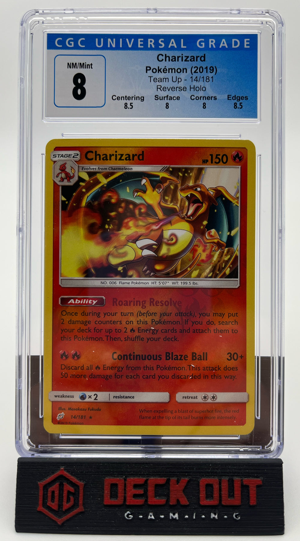 Charizard (Reverse Holo) - Team Up - 14/181 - CGC 8.0 (8.5/8.0/8.0/8.5) - Deck Out Gaming