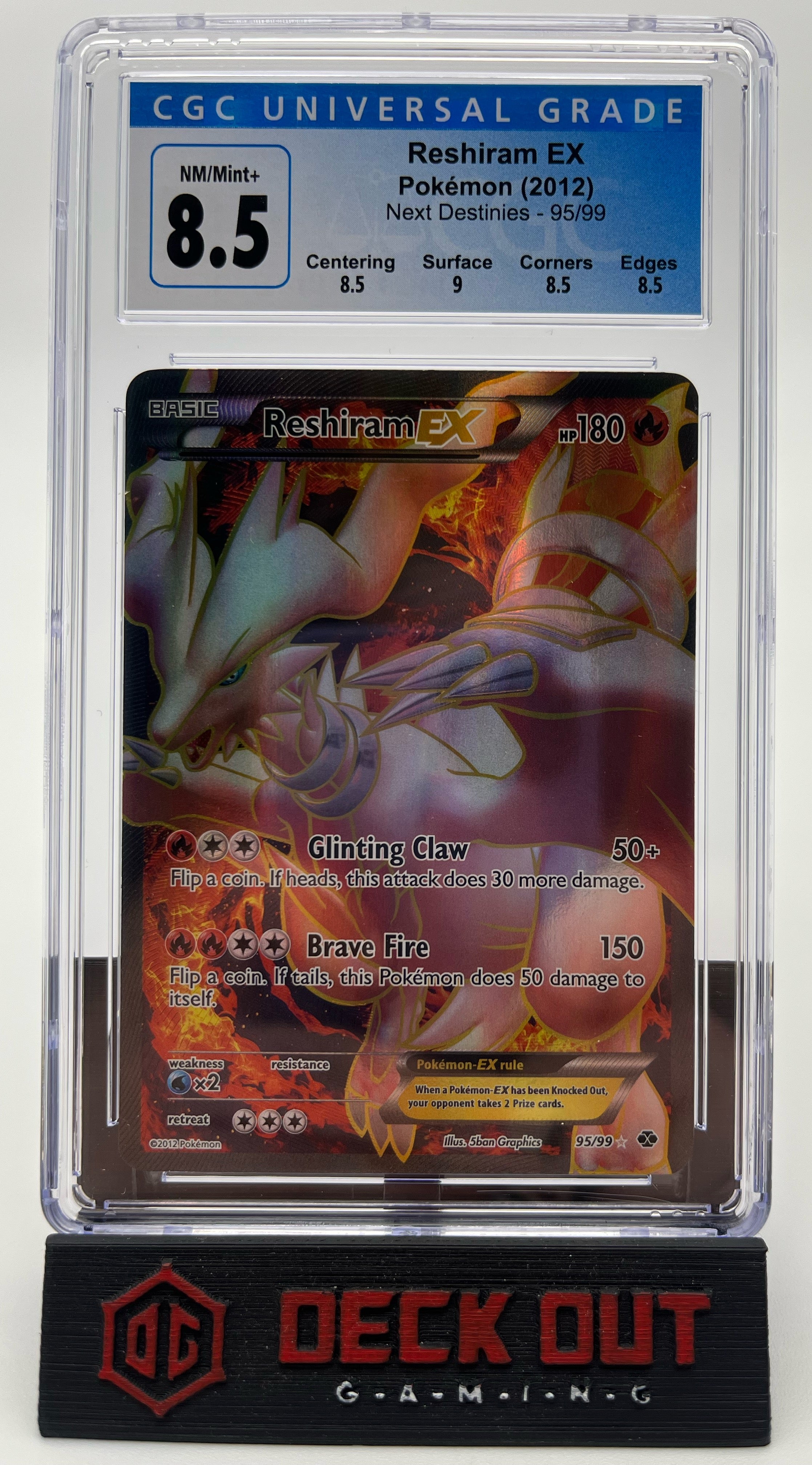 Reshiram EX - Next Destinies - 95/99 - CGC 8.5 (8.5/9.0/8.5/8.5) - Deck Out Gaming