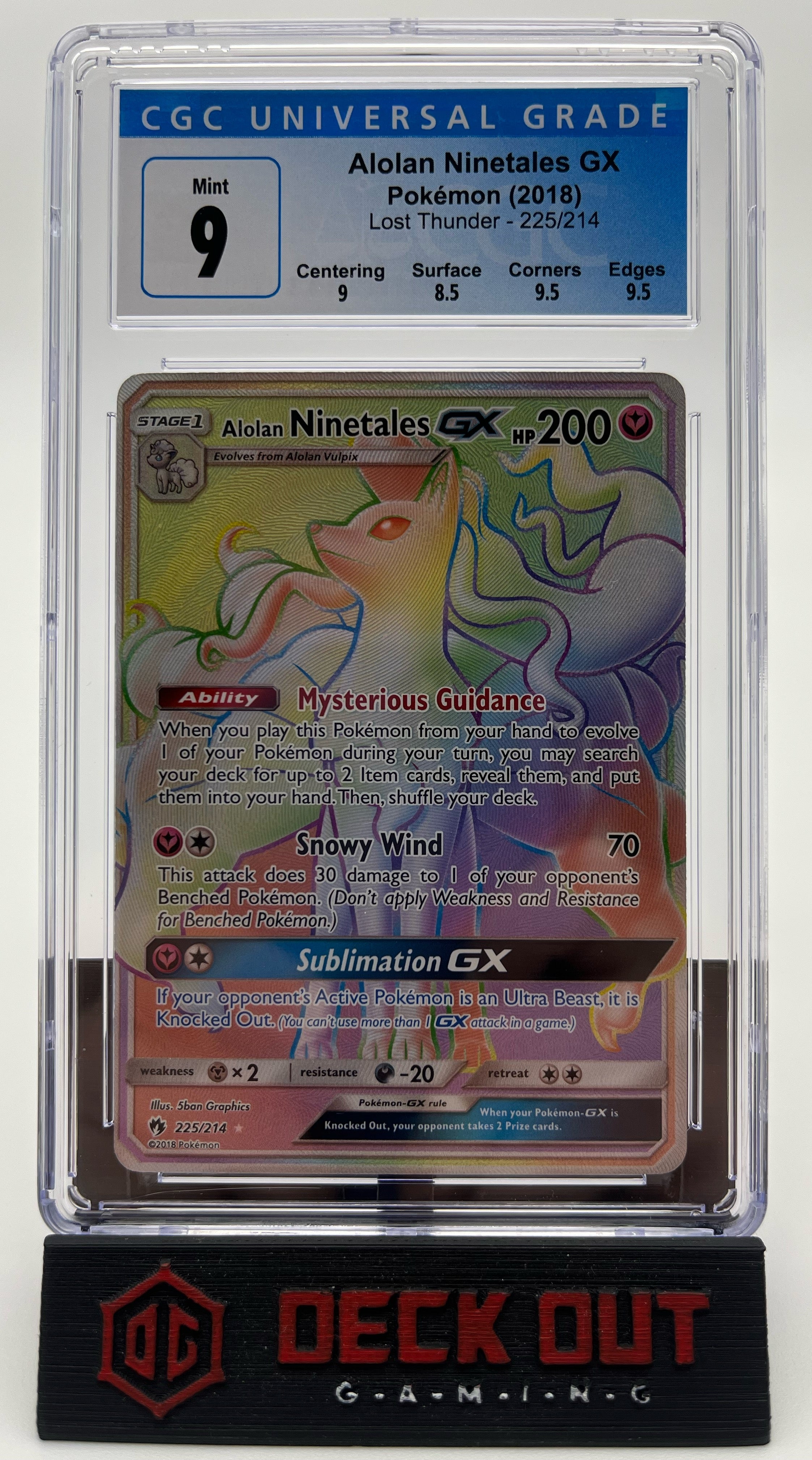 Alolan Ninetales GX - Lost Thunder - 225/214 - CGC 9.0 (9.0/8.5/9.5/9.5) - Deck Out Gaming