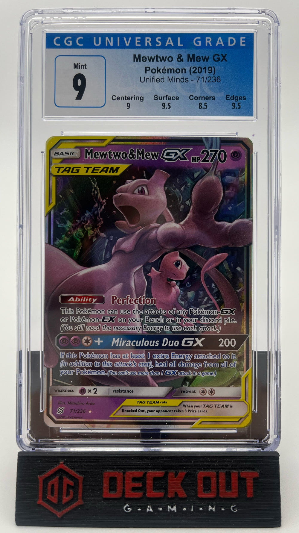 Mewtwo & Mew GX - Unified Minds - 71/236 - CGC 9.0 (9.0/9.5/8.5/9.5) - Deck Out Gaming