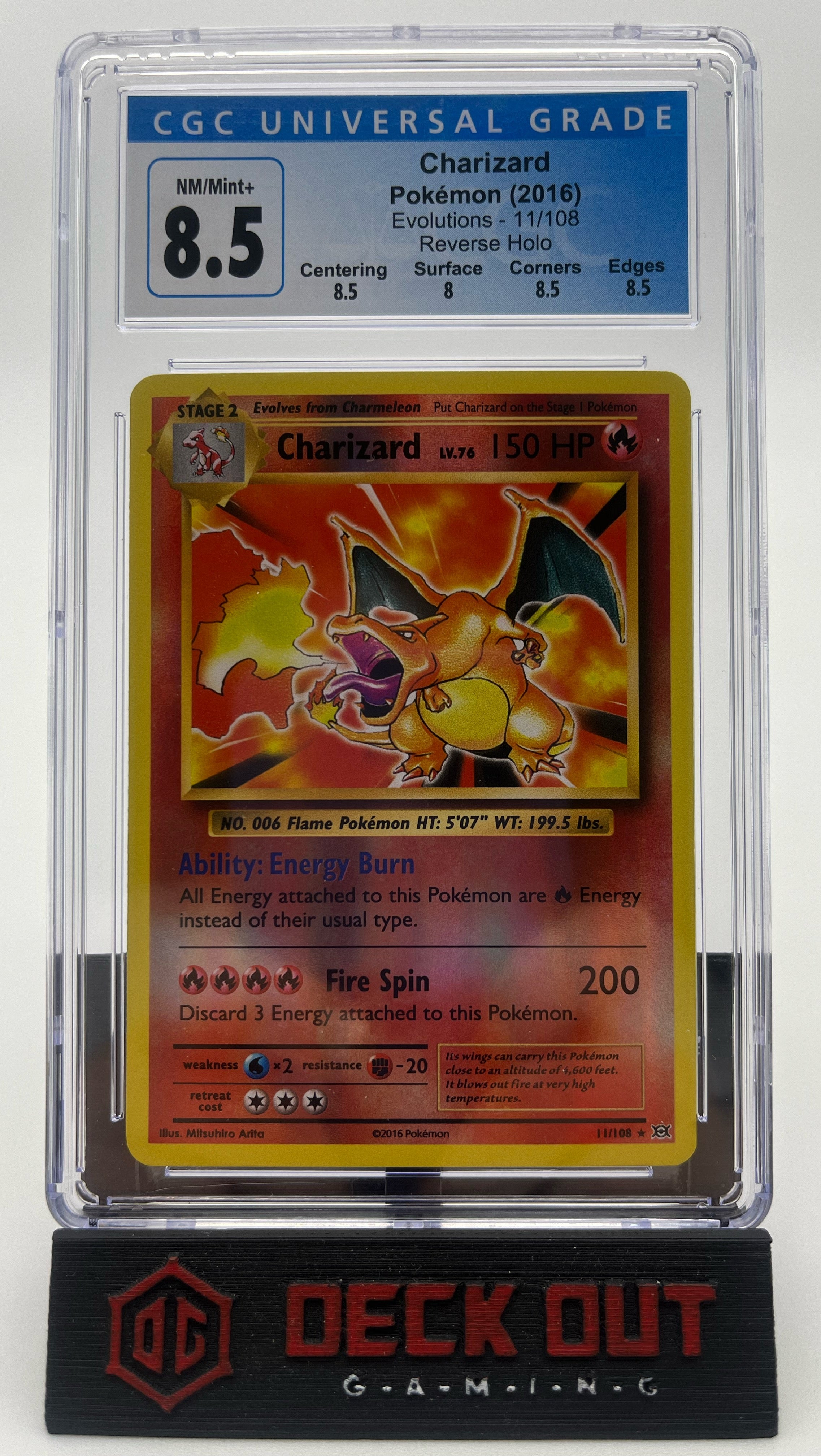 Charizard (Reverse Holo) - Evolutions - 11/108 - CGC 8.5 (8.5/8.0/8.5/8.5) - Deck Out Gaming