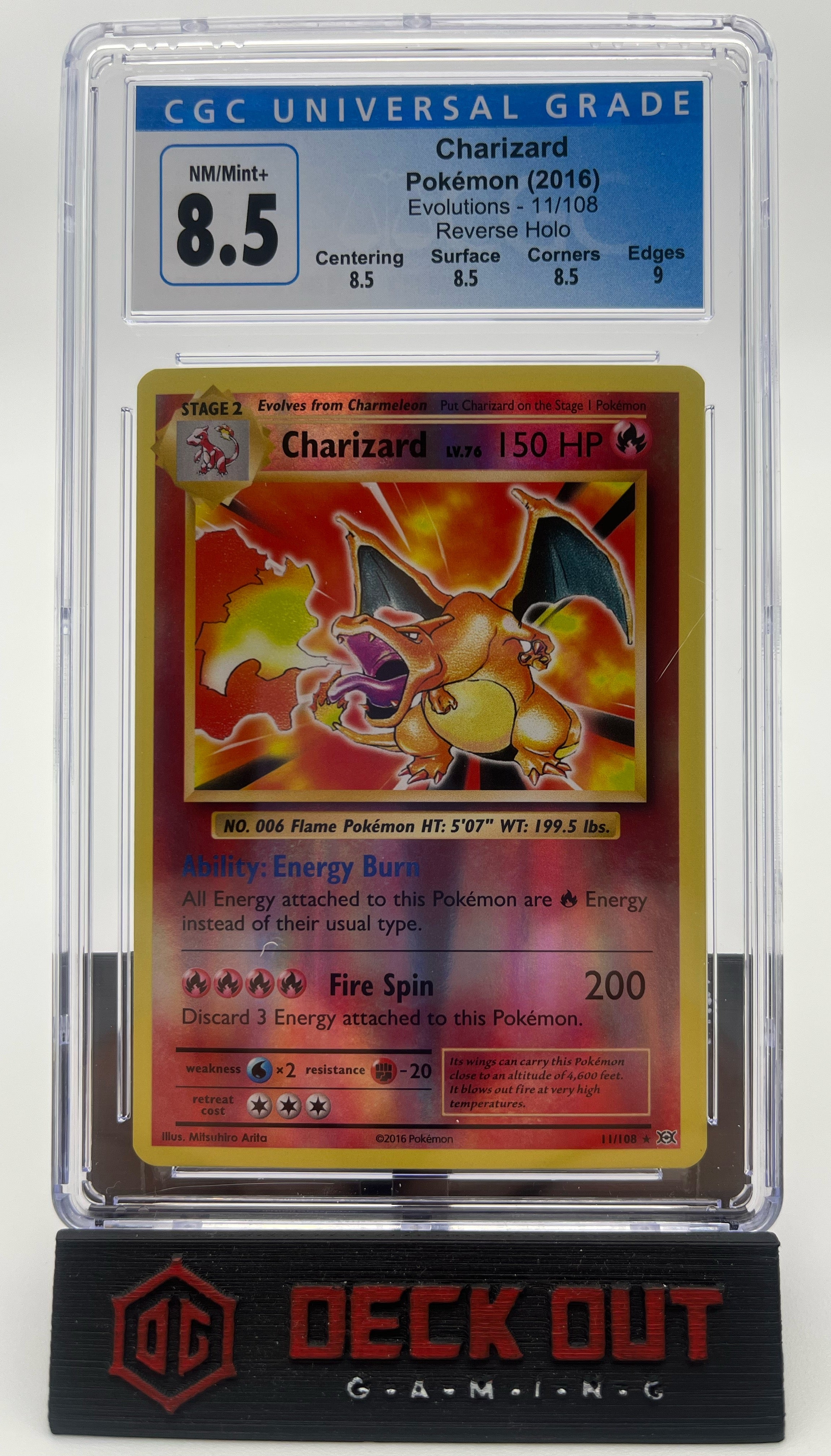 Charizard (Reverse Holo) - Evolutions - 11/108 - CGC 8.5 (8.5/8.5/8.5/9.0) - Deck Out Gaming