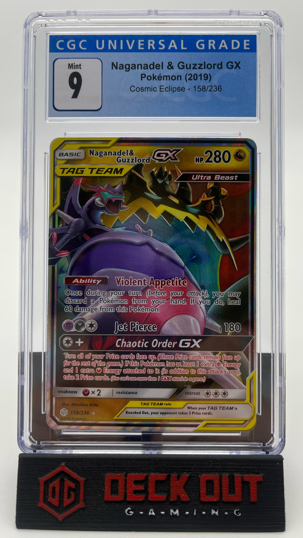 Naganadel & Guzzlord GX - Cosmic Eclipse - 158/236 - CGC 9.0 - Deck Out Gaming