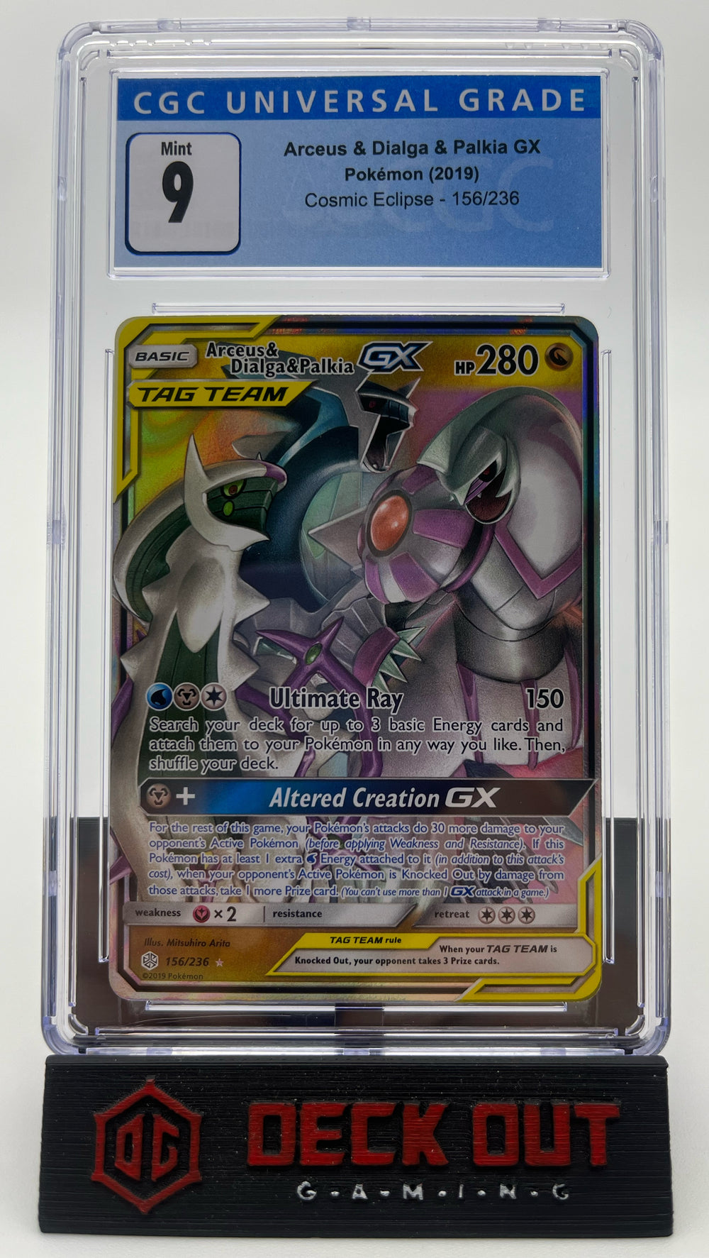 Arceus & Dialga & Palkia GX - Cosmic Eclipse - 156/236 - CGC 9.0 - Deck Out Gaming