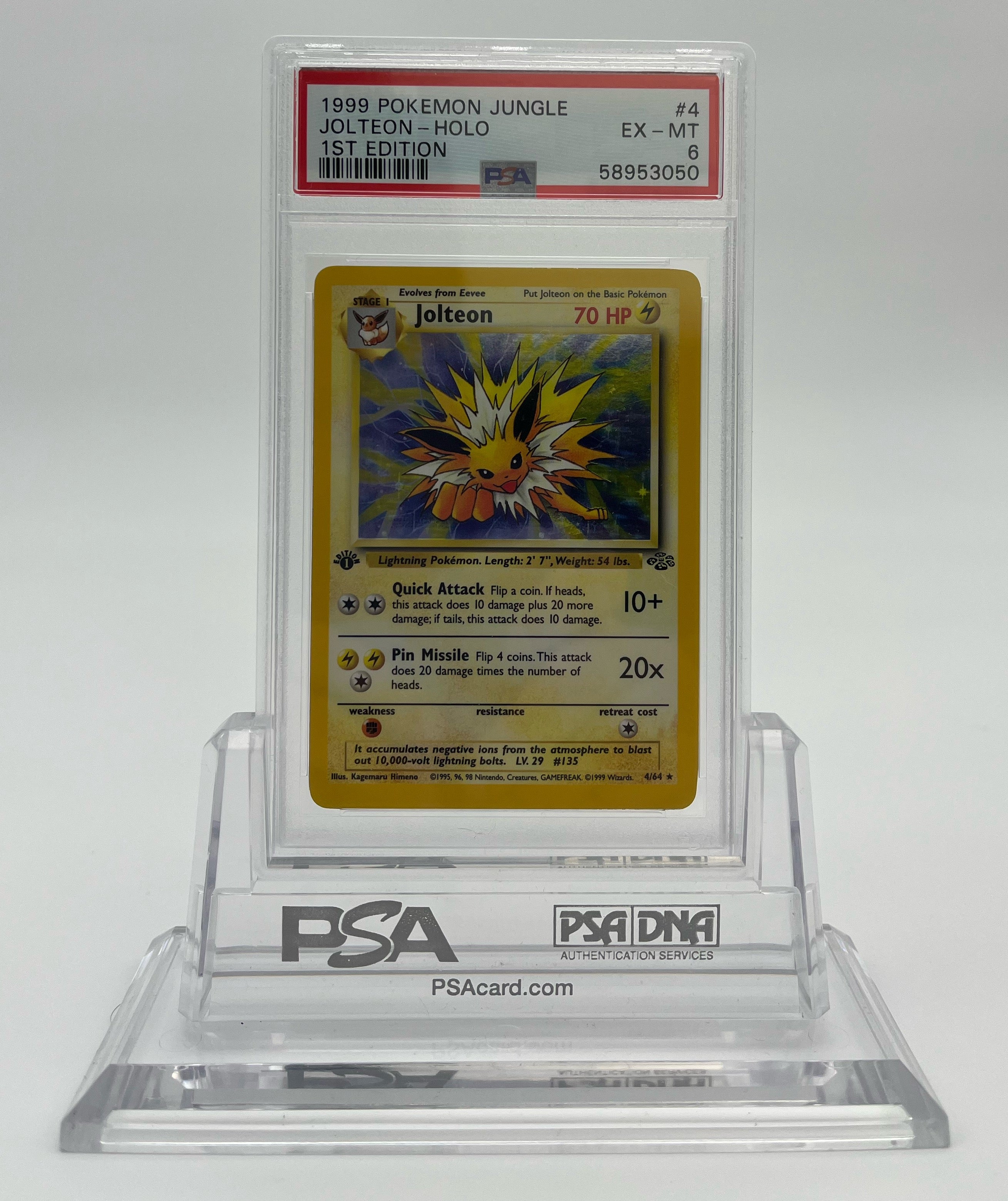 Jolteon - Jungle 1st Edition - 4 - PSA 6 - Deck Out Gaming