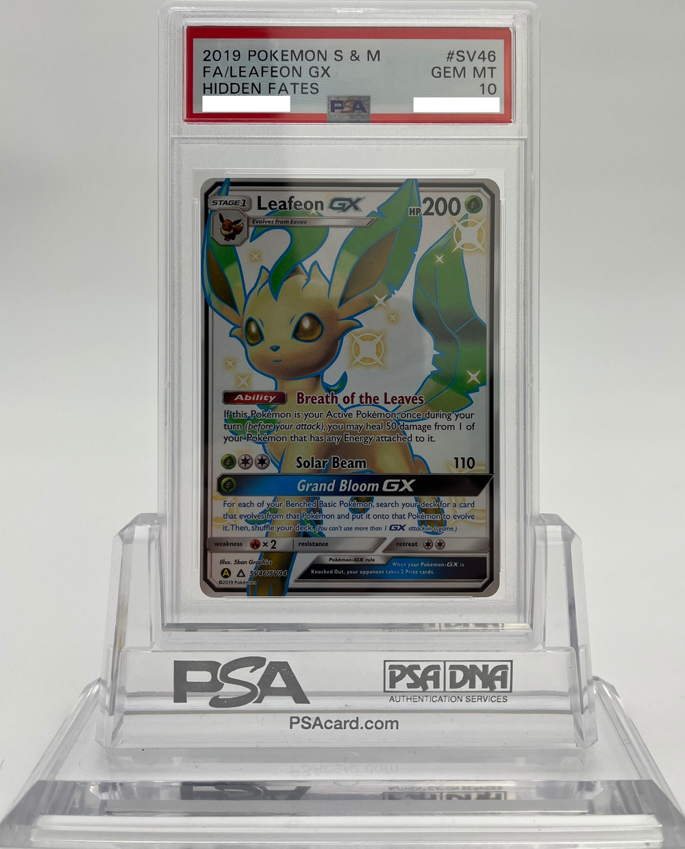 Leafeon GX - Hidden Fates - SV46 - PSA 10 - Deck Out Gaming