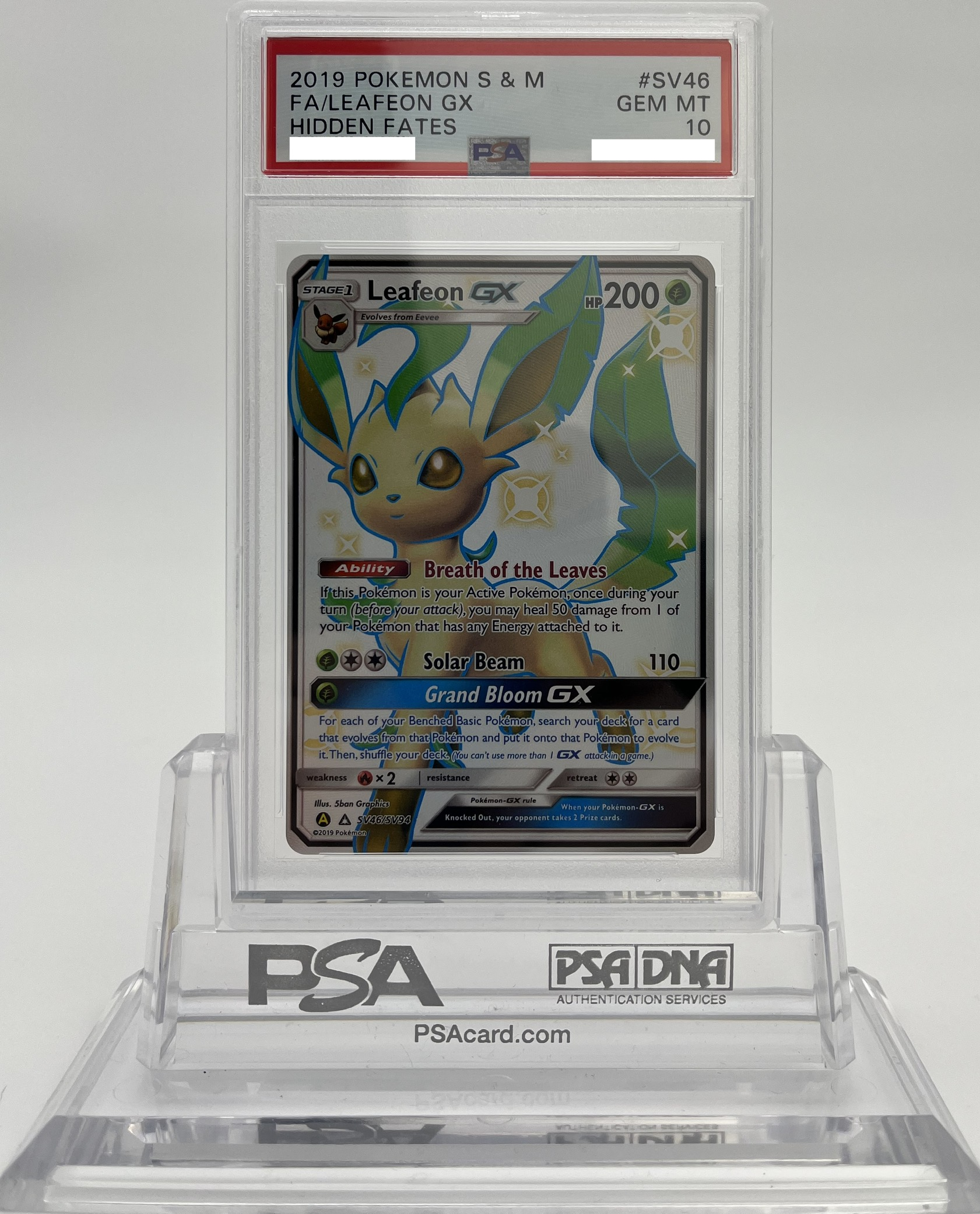 Leafeon GX - Hidden Fates - SV46 - PSA 10 - Deck Out Gaming