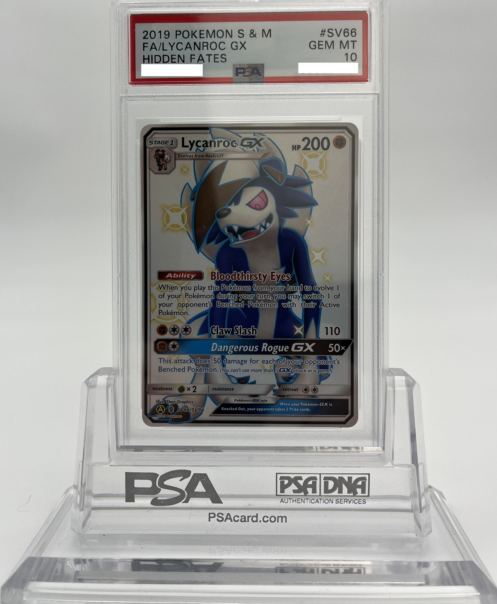 Lycanroc GX - Hidden Fates - SV66 - PSA 10 - Deck Out Gaming