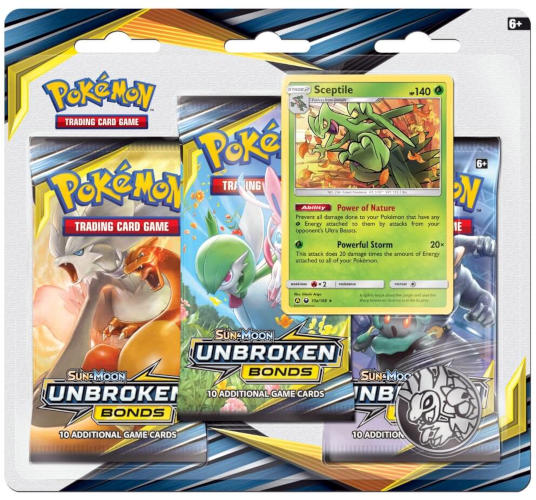 Pokemon SM Unbroken Bonds 3-Pack Blister - Sceptile - Deck Out Gaming