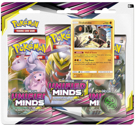Pokemon SM Unified Minds 3-Pack Blister - Stakataka - Deck Out Gaming