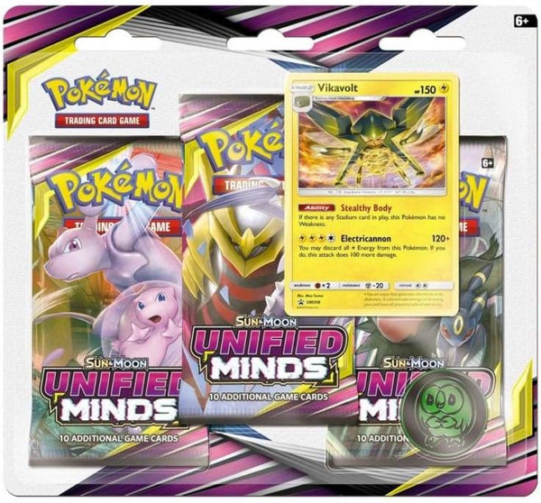 Pokemon SM Unified Minds 3-Pack Blister - Vikavolt - Deck Out Gaming