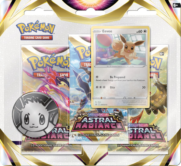 Pokemon SWSH Astral Radiance 3-Pack Blister - Eevee - Deck Out Gaming