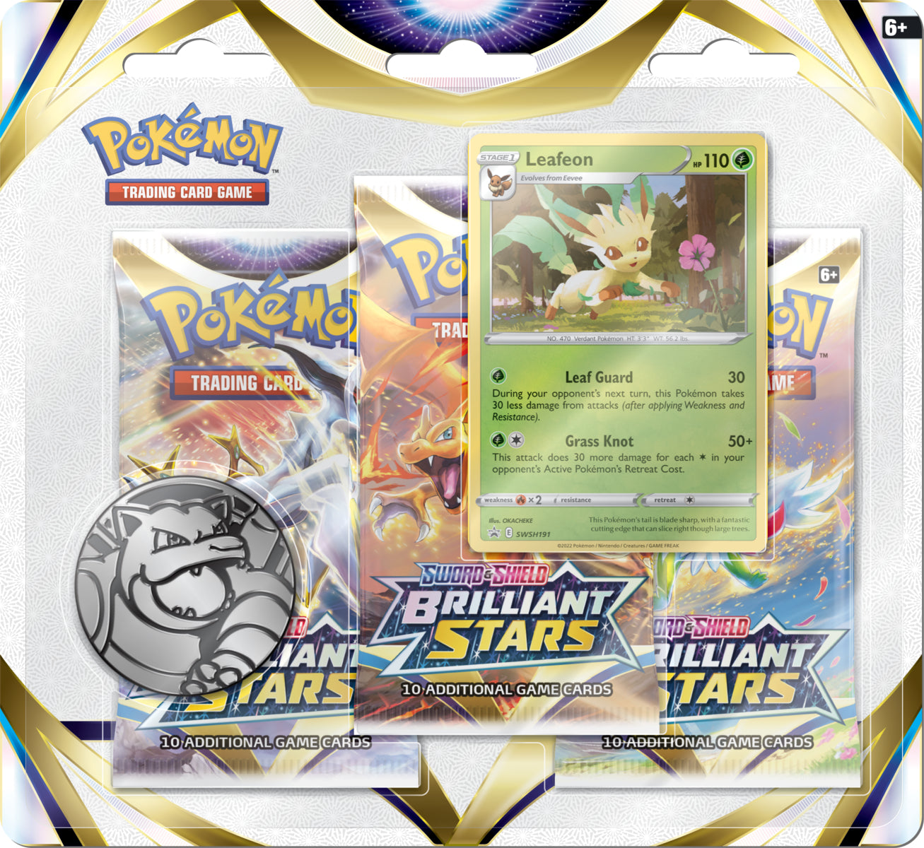 Pokemon SWSH Brilliant Stars 3-Pack Blister - Leafeon - Deck Out Gaming