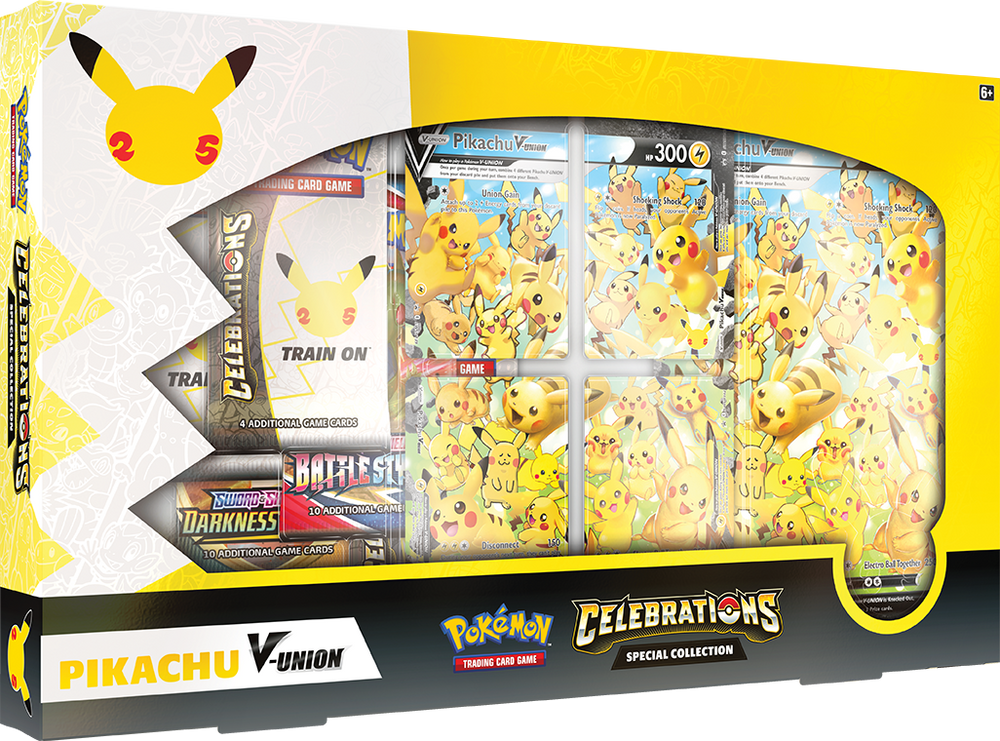 Pokemon SWSH Celebrations Special Collection - Pikachu V-Union (Glue Issue On Flaps) - Deck Out Gaming