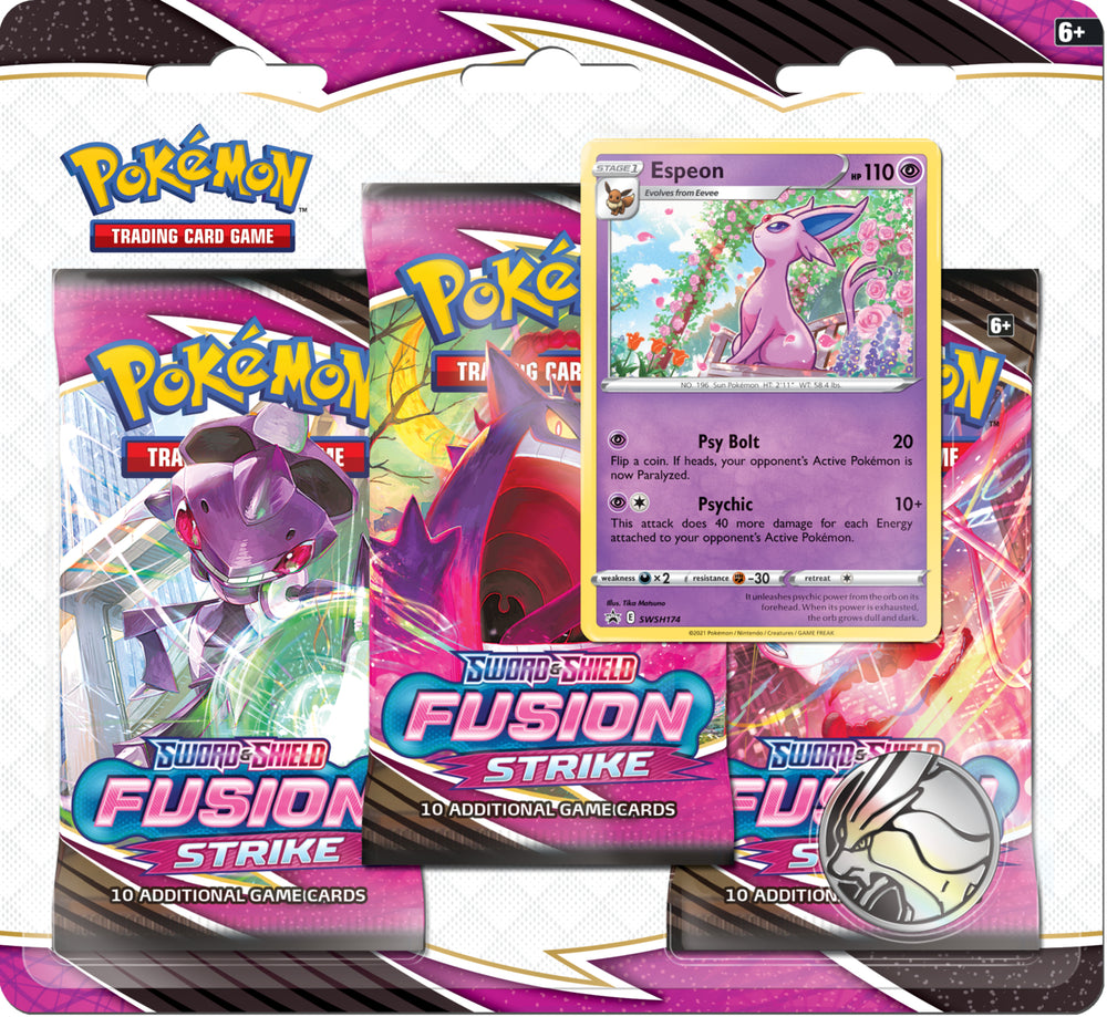 Pokemon SWSH Fusion Strike 3-Pack Blister - Espeon - Deck Out Gaming