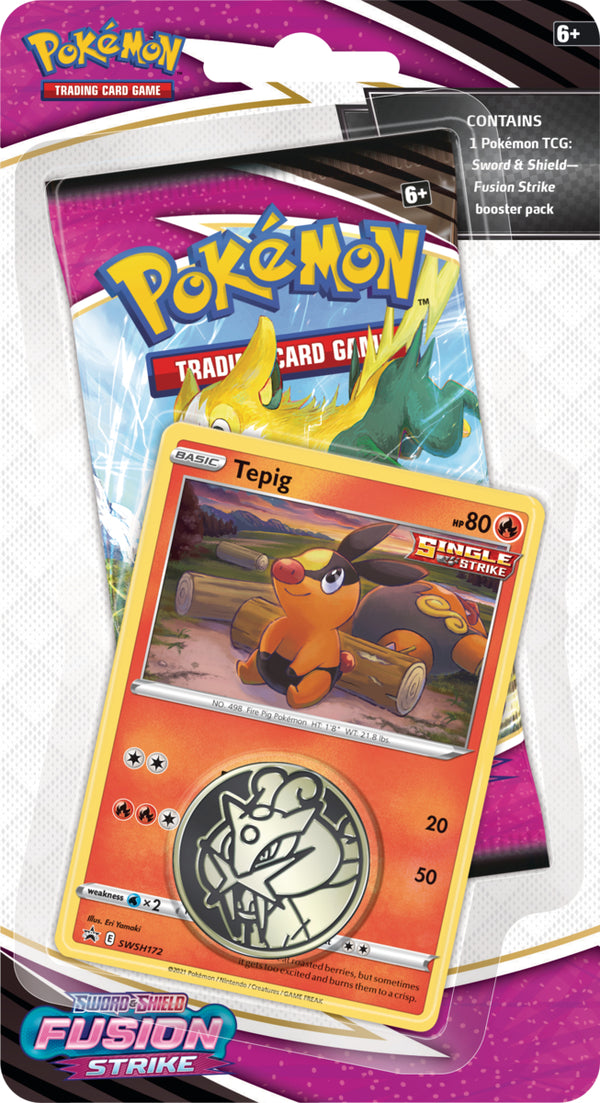Pokemon SWSH Fusion Strike Checklane Blister - Tepig - Deck Out Gaming
