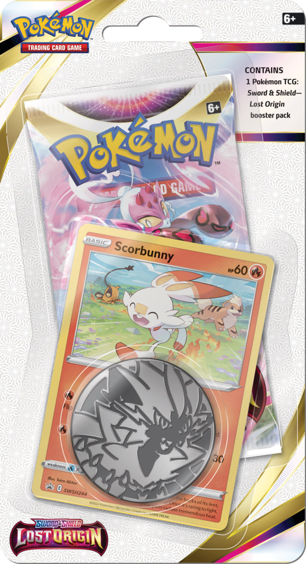 Pokemon SWSH Lost Origin Checklane Blister - Scorbunny - Deck Out Gaming