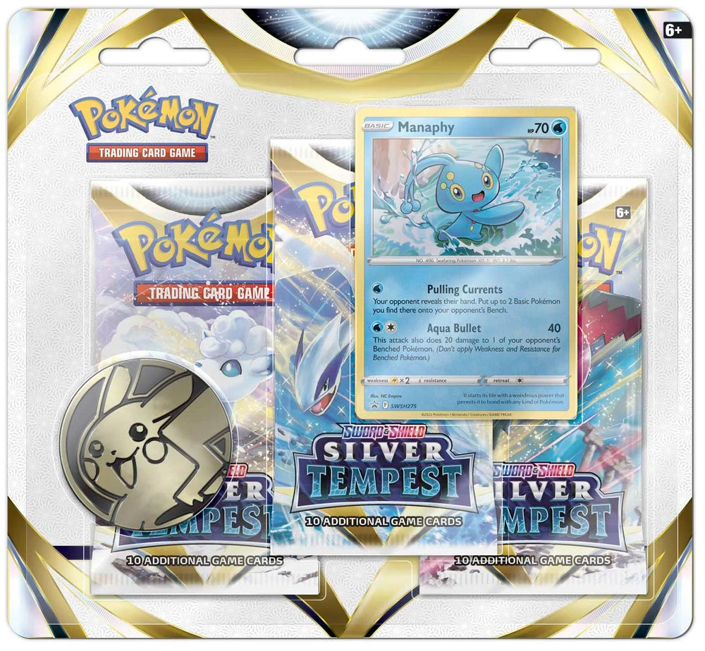 Pokemon SWSH Silver Tempest 3-Pack Blister - Manaphy