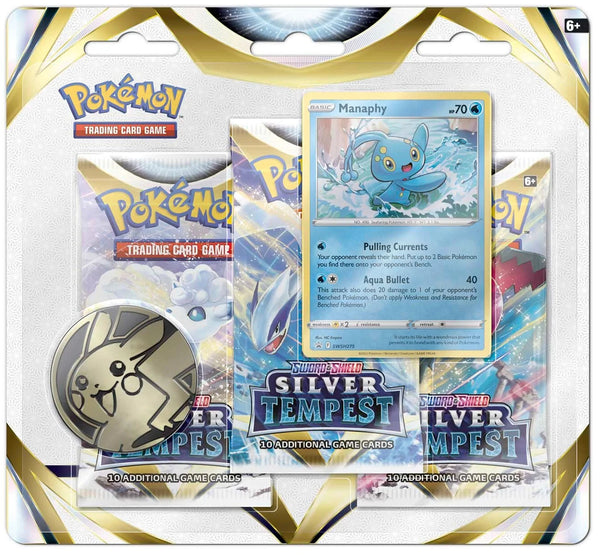 Pokemon SWSH Silver Tempest 3-Pack Blister - Manaphy - Deck Out Gaming