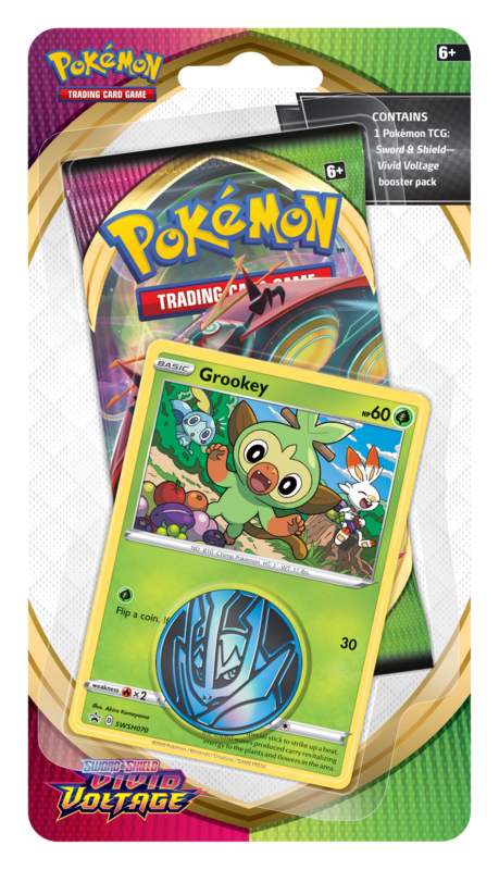 Pokemon SWSH Vivid Voltage Checklane Blister - Grookey - Deck Out Gaming