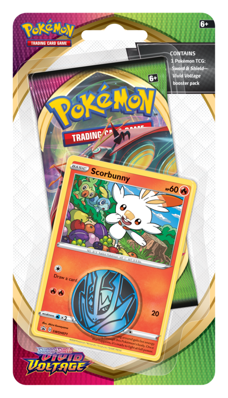 Pokemon SWSH Vivid Voltage Checklane Blister - Scorbunny - Deck Out Gaming