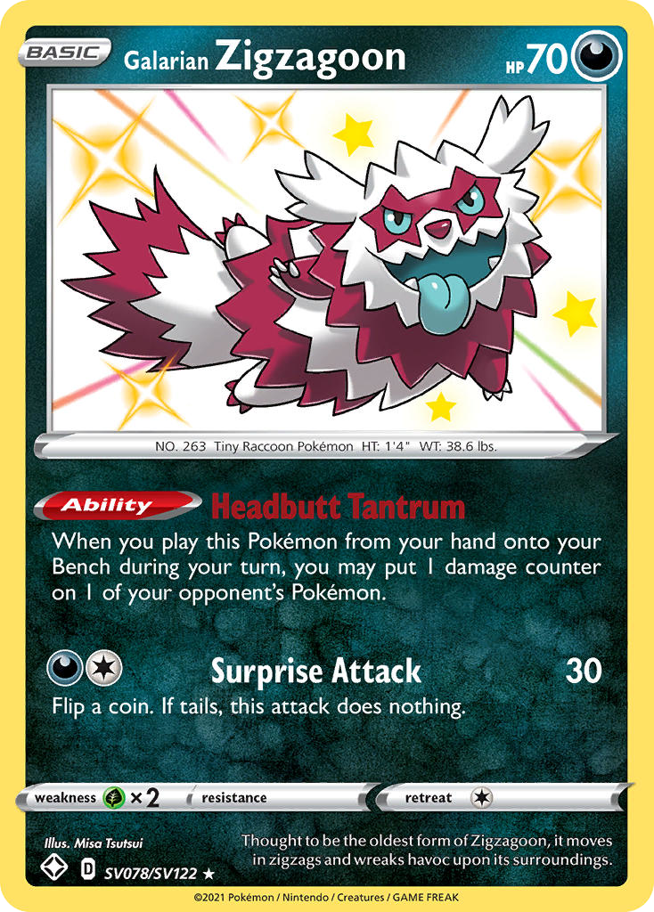 Galarian Zigzagoon (SV078/SV122) [Sword & Shield: Shining Fates] - Deck Out Gaming