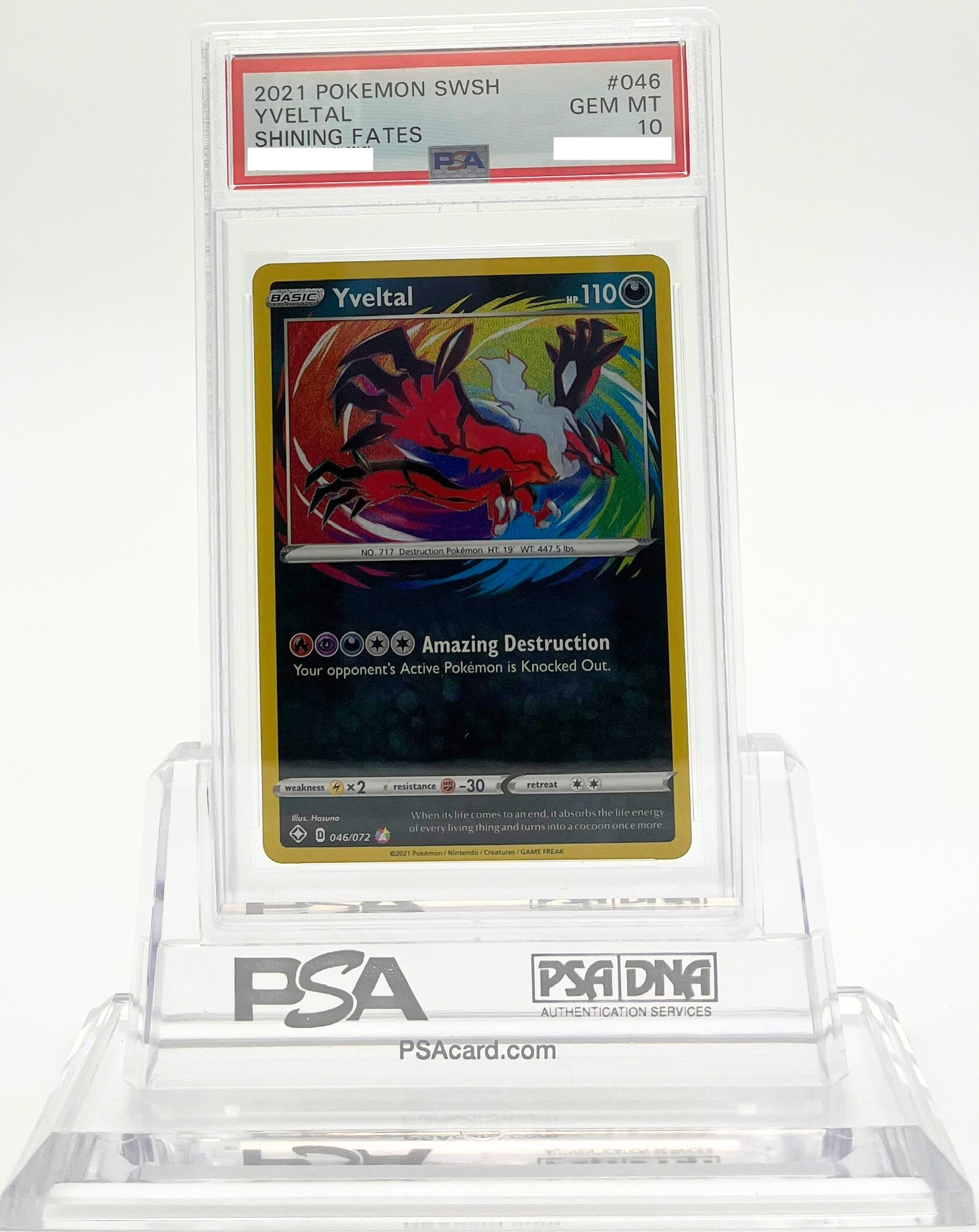 Yveltal - Shining Fates - 046 - PSA 10 - Deck Out Gaming