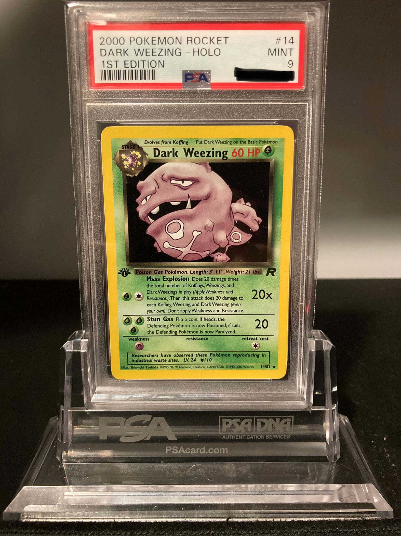 Dark Weezing - Team Rocket 1st Edition - 14 - PSA 9 - Deck Out Gaming