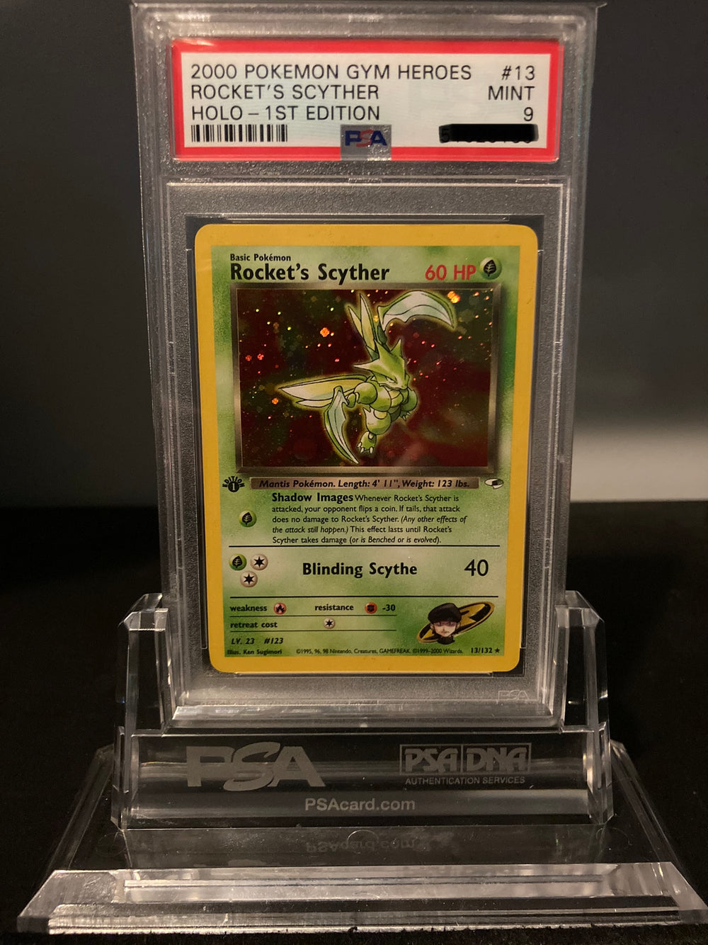 Rocket's Scyther - Gym Heroes 1st Edition - 13 - PSA 9 - Deck Out Gaming