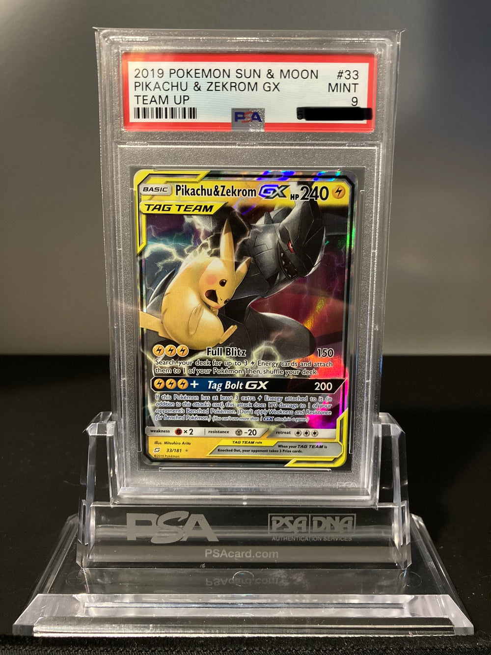 Pikachu & Zekrom GX - Team Up - 33 - PSA 9 - Deck Out Gaming