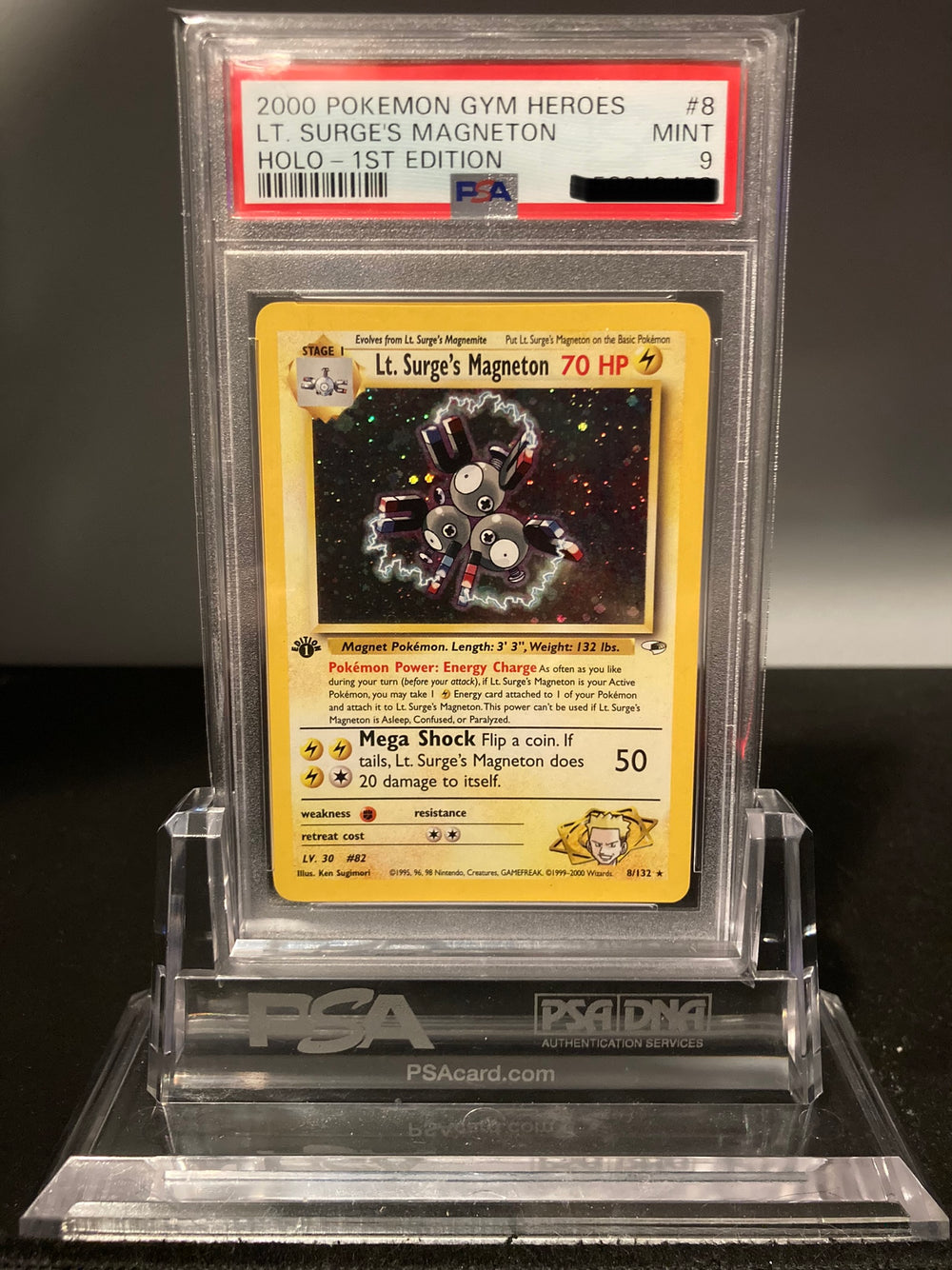 Lt. Surge's Magneton - Gym Heroes 1st Edition - 8 - PSA 9 - Deck Out Gaming