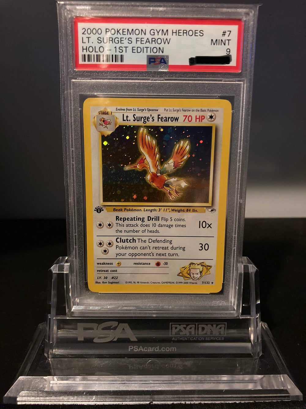 Lt. Surge's Fearow - Gym Heroes 1st Edition - 7 - PSA 9 - Deck Out Gaming