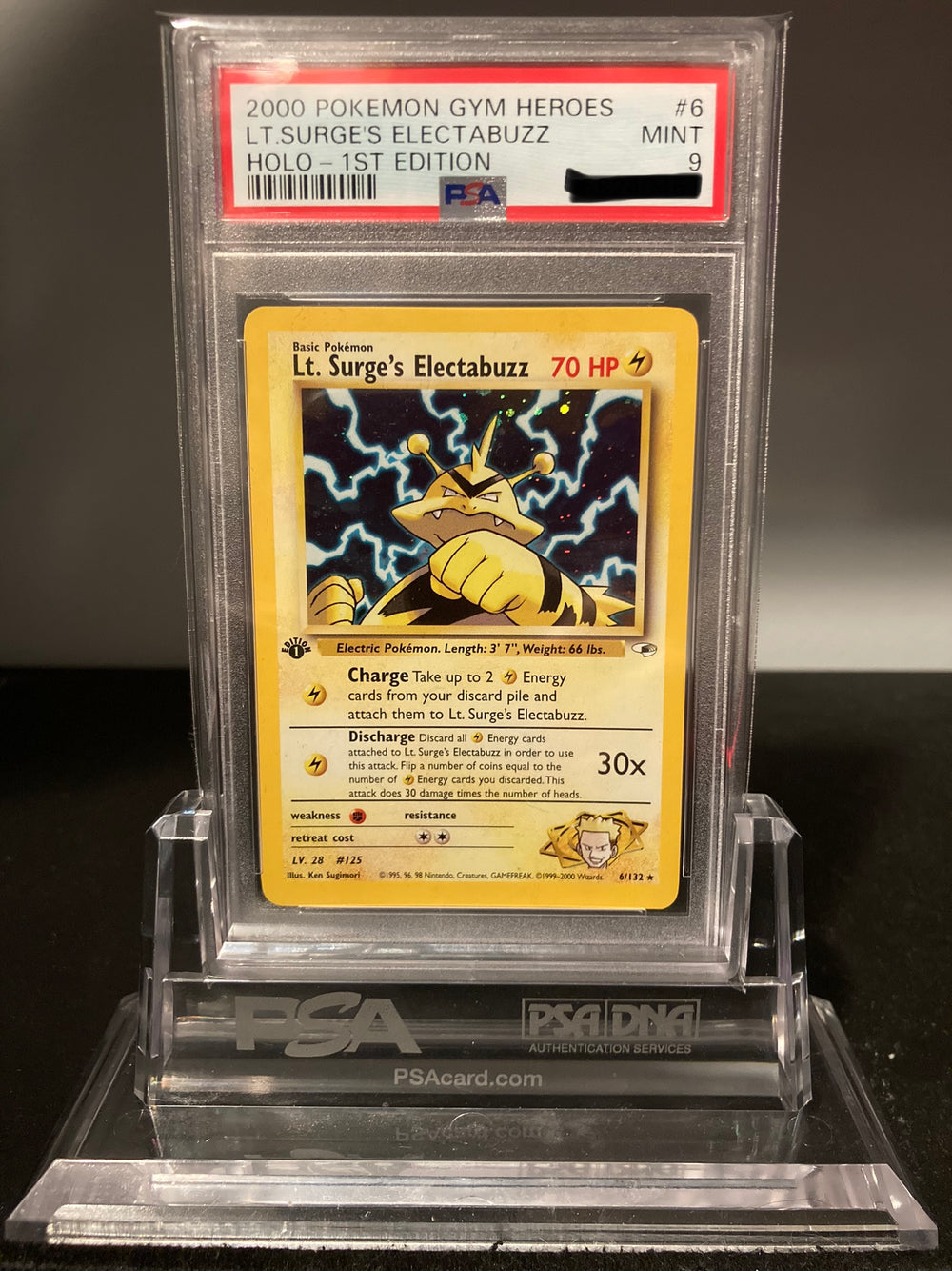 Lt. Surge's Electabuzz - Gym Heroes 1st Edition - 6 - PSA 9 - Deck Out Gaming