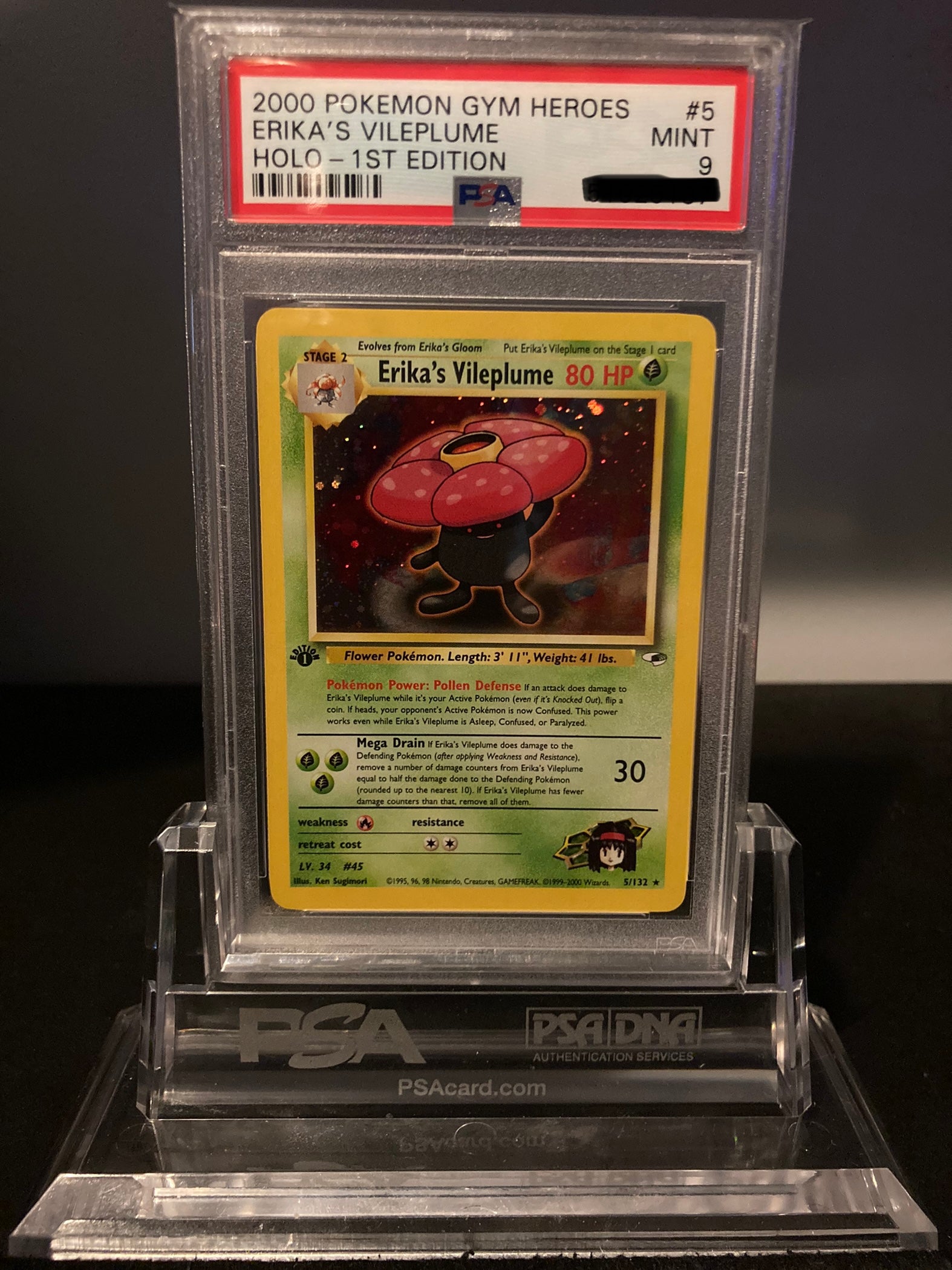 Erika's Vileplume - Gym Heroes 1st Edition - 5 - PSA 9 - Deck Out Gaming