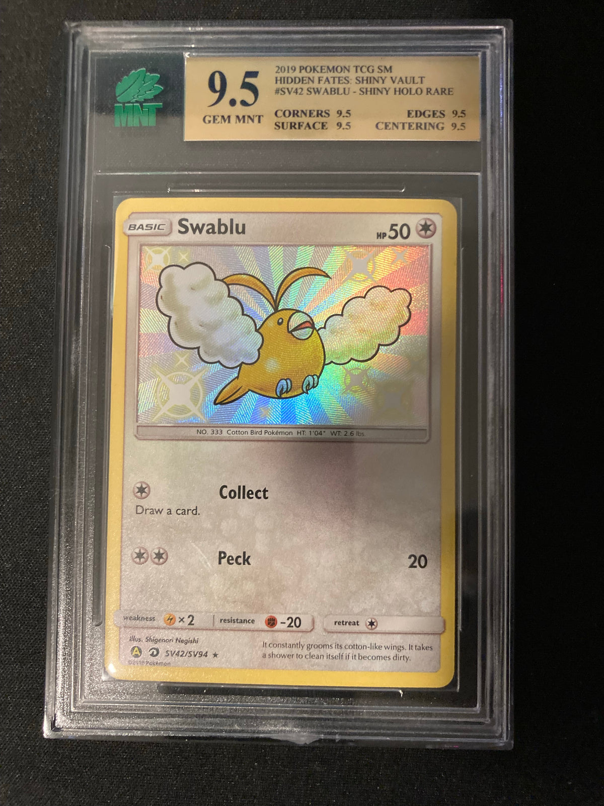 Swablu - Hidden Fates Shiny Vault - SV42 - MNT 9.5 (9.5/9.5/9.5/9.5) - Deck Out Gaming