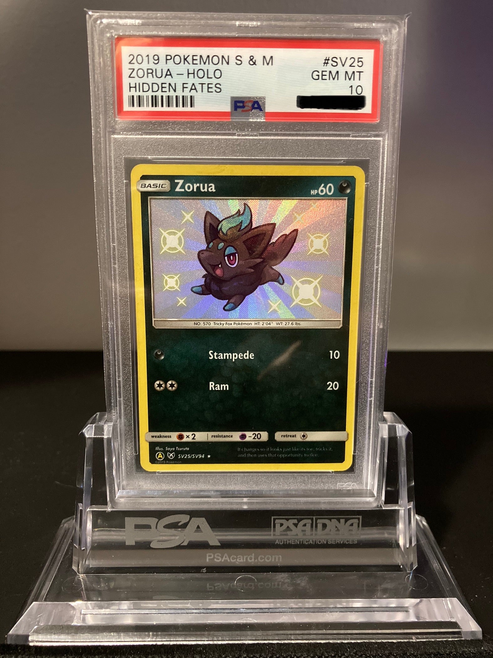 Zorua - Hidden Fates - SV25 - PSA 10