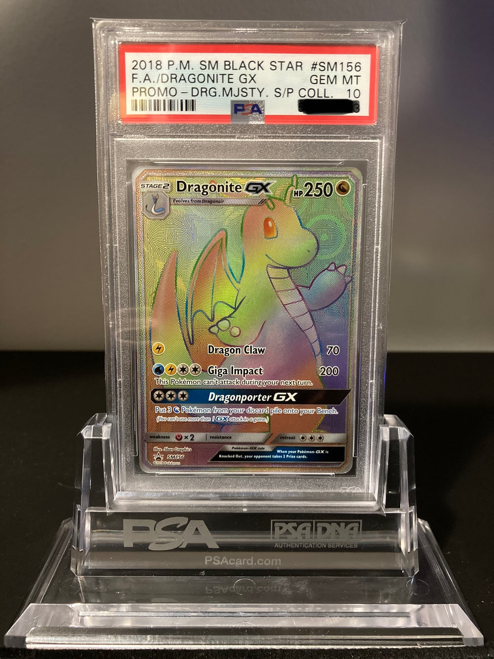 Dragonite GX - SM Black Star Promo - SM156 - PSA 10 - Deck Out Gaming