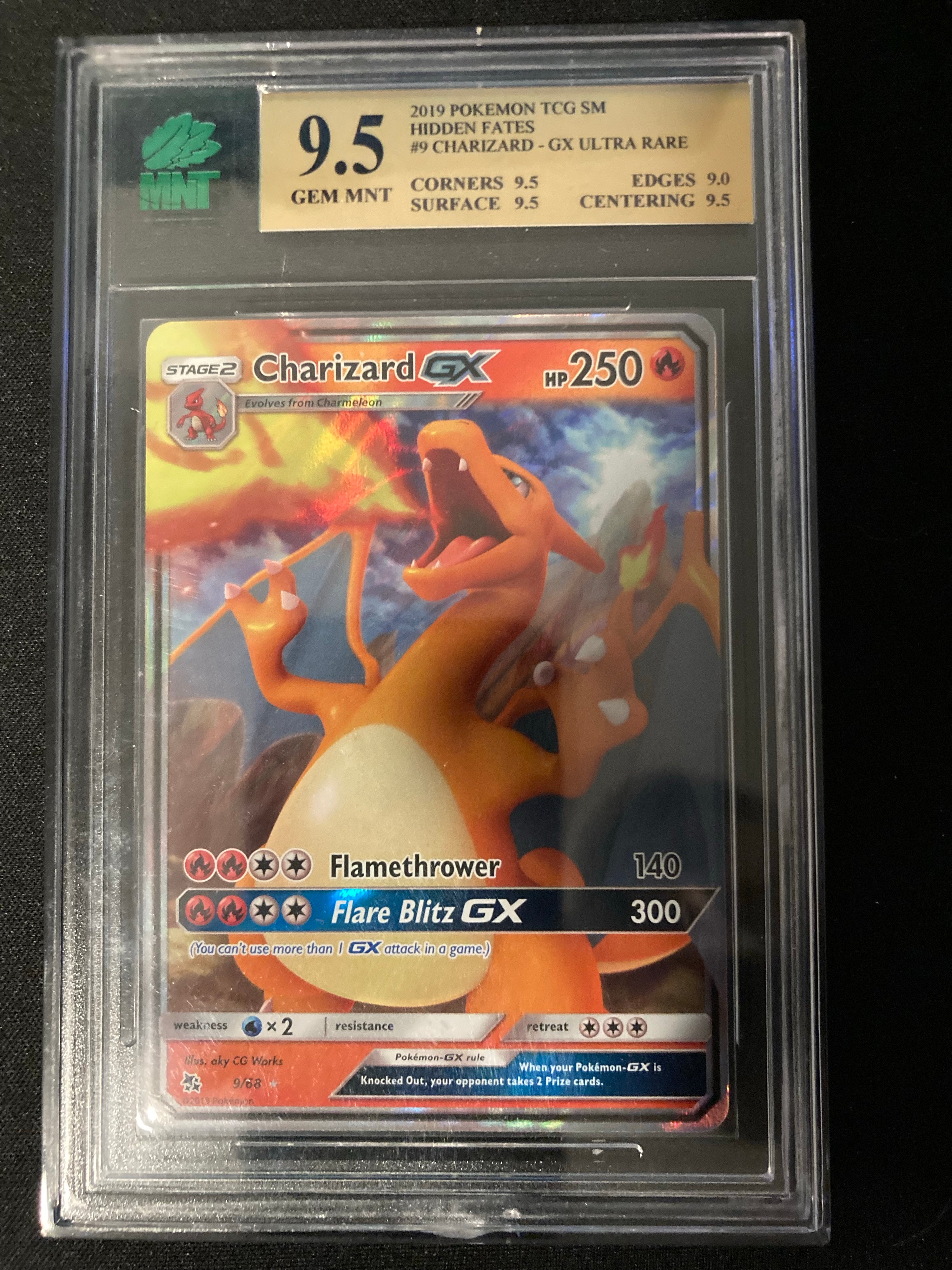 Charizard GX - Hidden Fates - 9 - MNT 9.5 (9.5/9.5/9.0/9.5) - Deck Out Gaming