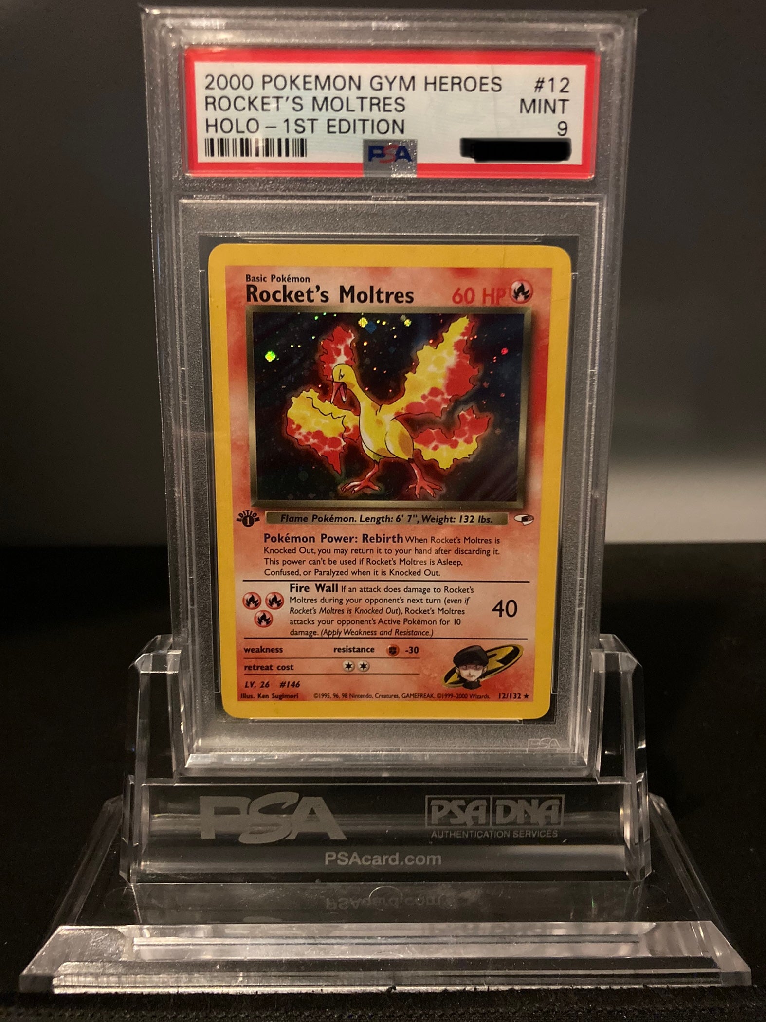 Rocket's Moltres - Gym Heroes 1st Edition - 12 - PSA 9 - Deck Out Gaming