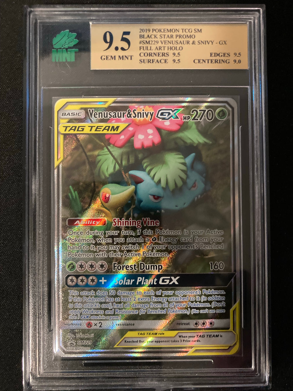 Venusaur & Snivy GX- SM Promos - SM229 - MNT 9.5 (9.5/9.5/9.5/9.0) - Deck Out Gaming