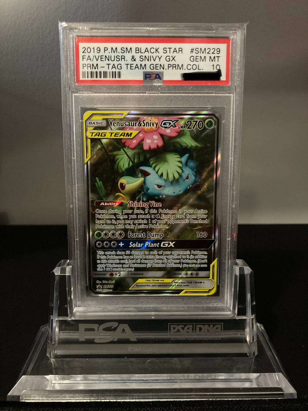 Venusaur & Snivy GX - SM Promos - SM229 - PSA 10