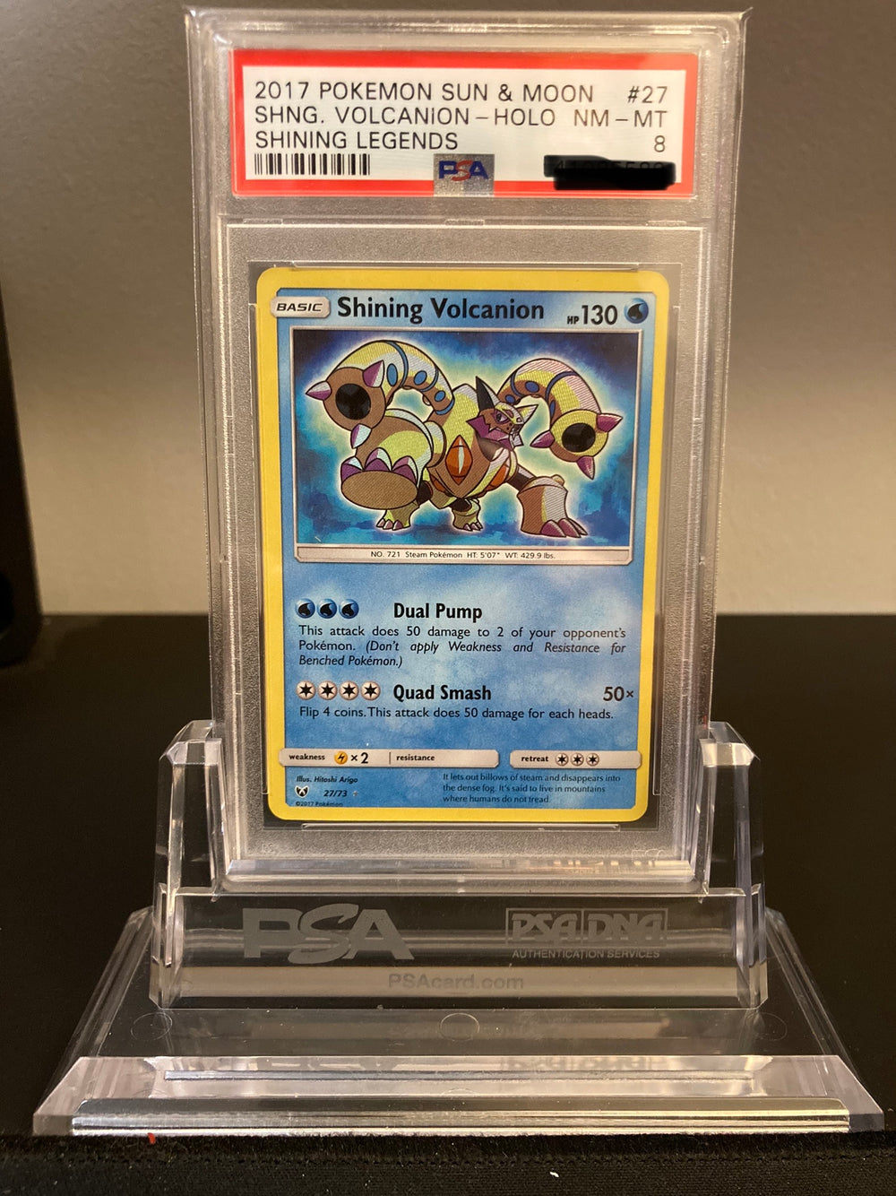 Shining Volcanion - Shining Legends - 27 - PSA 8 - Deck Out Gaming