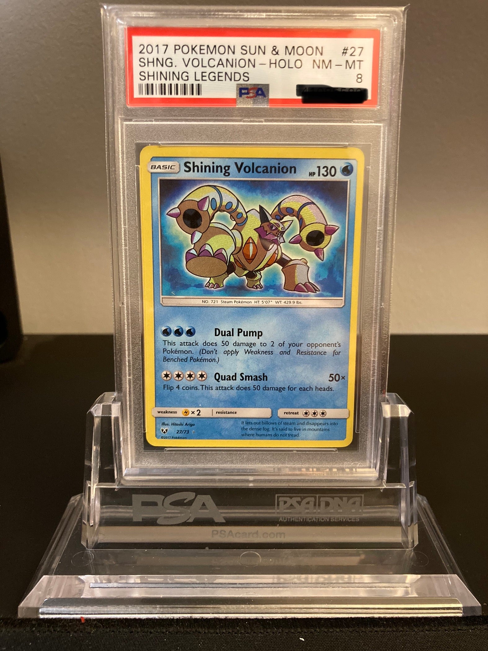 Shining Volcanion - Shining Legends - 27 - PSA 8 - Deck Out Gaming