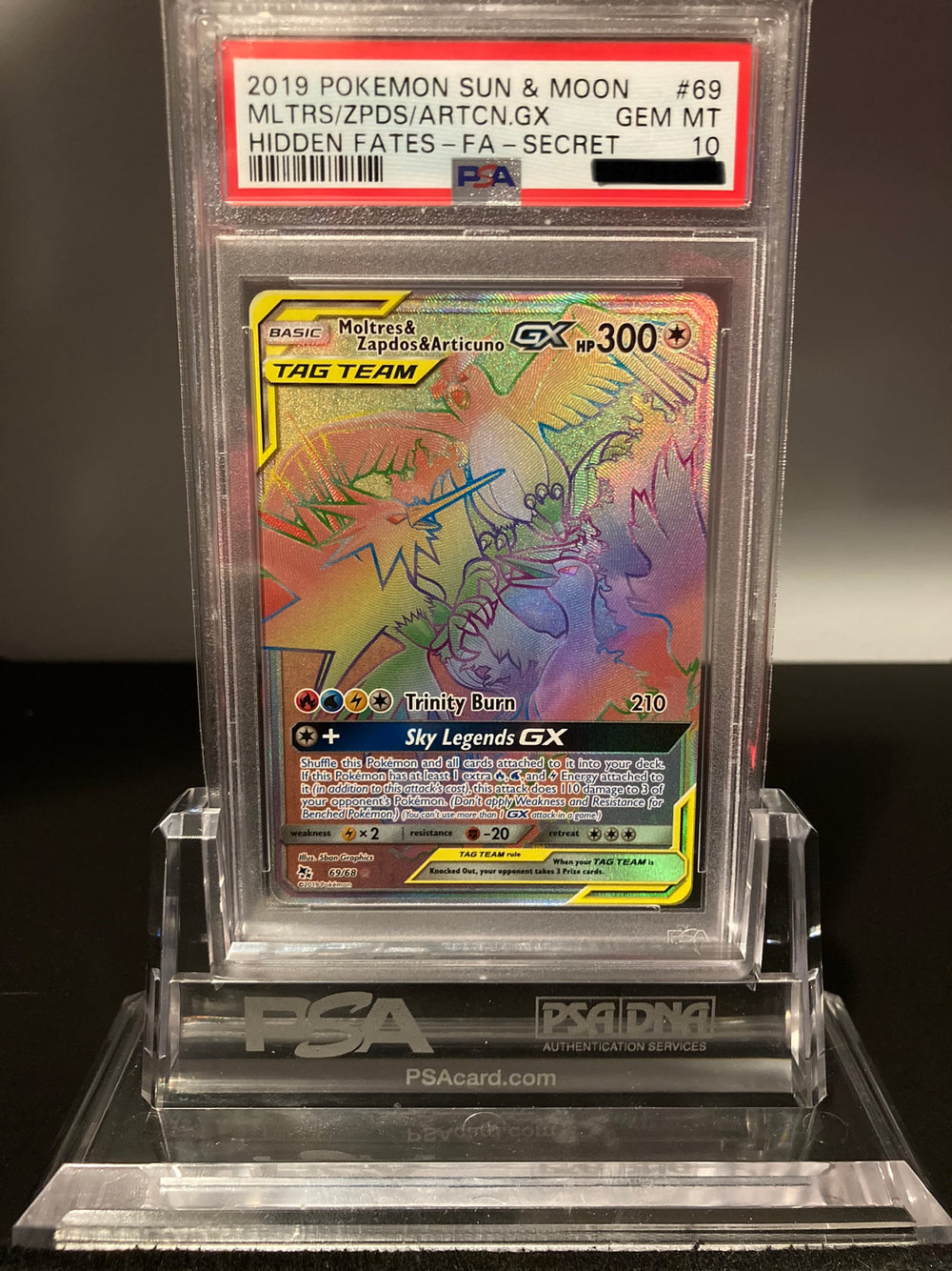 Moltres & Zapdos & Articuno GX - Hidden Fates - 69 - PSA 10 - Deck Out Gaming